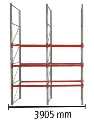 META Palettenregal MULTIPAL für 8 Paletten, 3905 mm breit, 4 Lagerebenen