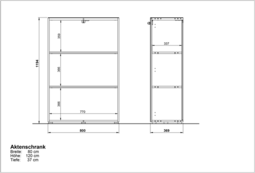 Aktenschrank GW-MONTERIA mit Oberboden mit Sicherheitsglasauflage