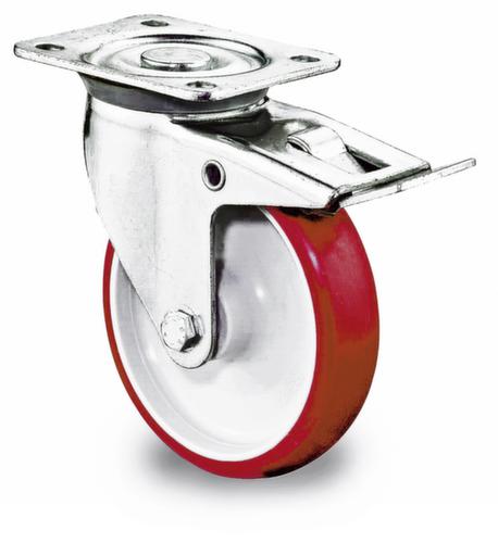 BS-ROLLEN Roue en polyuréthane avec boîtier en tôle d'acier et jantes en plastique
