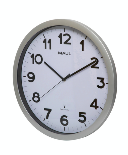 MAUL Horloge murale radio MAULstep, avec chiffres arabes, Ø 400 mm