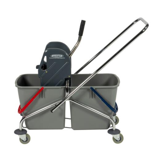 Chariot de lavage humide avec presse à balais, 2x27 l seau en ROUGE/BLEU