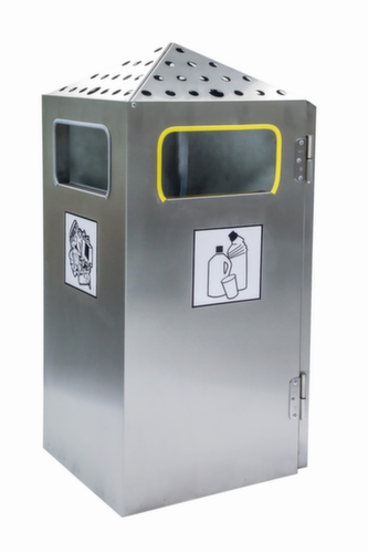 Cendrier poubelle PYRAMIDE avec 4 ouvertures d'introduction