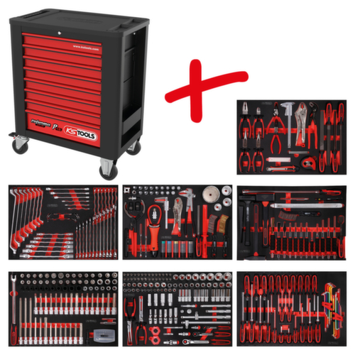 KS Tools Jeu de chariots d'atelier Performanceplus P15 avec 397 outils pour 7 tiroirs