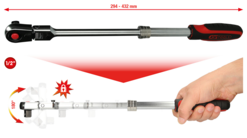 KS Tools Cliquet réversible à joint télescopique SlimPOWER 1/2"