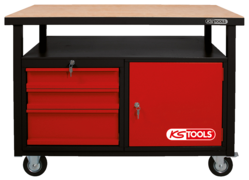 KS Tools Établi mobile avec 3 tiroirs et 1 porte
