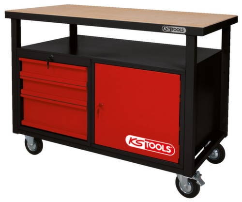 KS Tools Établi mobile avec 3 tiroirs et 1 porte