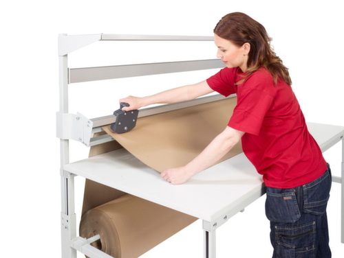 Treston Table d'emballage complète avec plaque perforée et dispositif dérouleur, largeur x profondeur 1800 x 900 mm