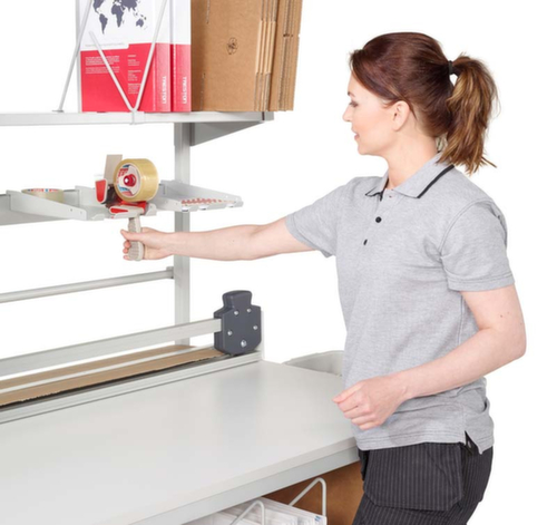 Treston Table d'emballage complète avec plaque perforée et dispositif dérouleur, largeur x profondeur 1800 x 900 mm