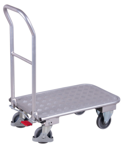 VARIOfit Chariot avec barre de poussée pliable avec plateforme en bois