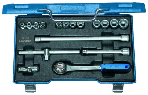 30 GMU-10 Jeu de douilles 3/8" 17 pièces 6 pans 6-19 mm