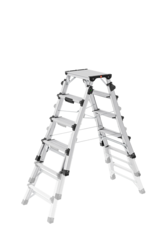 Hailo Double escabeau télescopique TopLine D100, 2 x 4 / 2 x 5 / 2 x 6 échelons et marches profilés antidérapants