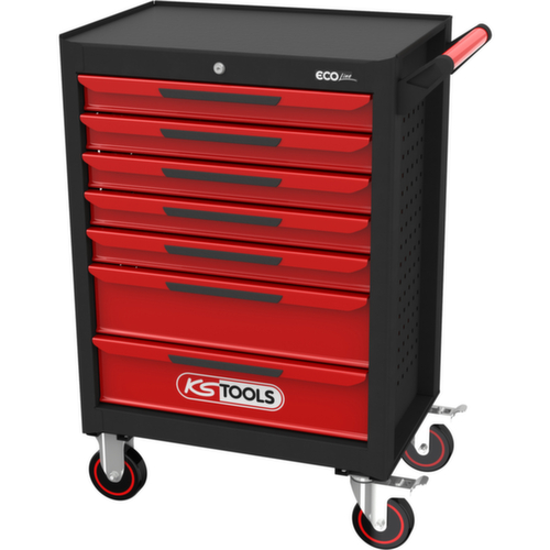 KS Tools ECOline BLACK/ROT Chariot d'atelier avec 7 tiroirs et 598 outils haut de gamme