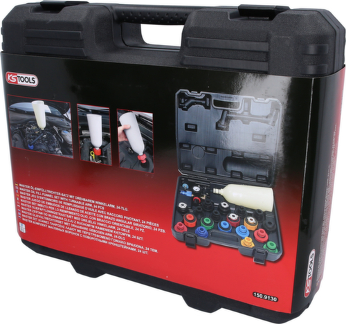 KS Tools Jeu d'entonnoirs de remplissage d'huile MASTER avec bras d'angle rotatif