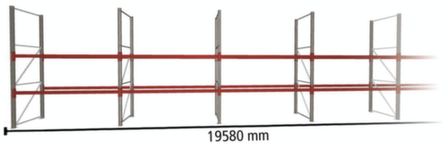 META Rayonnage à palettes MULTIPAL pour 63 palettes, largeur 19580 mm, 3 niveaux de stockage