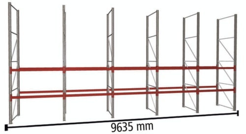 META Rayonnage à palettes MULTIPAL pour 30 palettes, largeur 9635 mm, 3 niveaux de stockage
