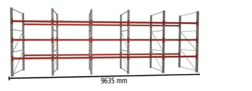 META Rayonnage à palettes MULTIPAL pour 40 palettes, largeur 9635 mm, 4 niveaux de stockage