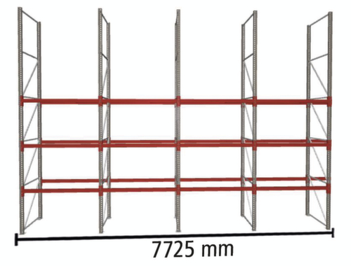 META Rayonnage à palettes MULTIPAL pour 32 palettes, largeur 7725 mm, 4 niveaux de stockage