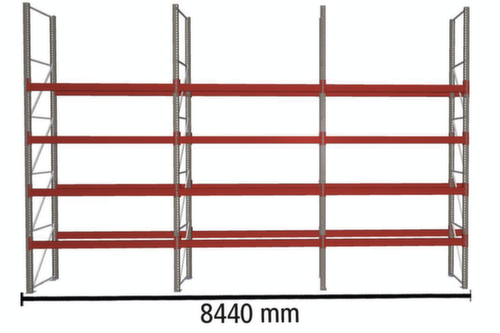 META Rayonnage à palettes MULTIPAL pour 30 palettes, largeur 8440 mm, 5 niveaux de stockage