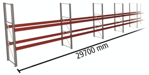 META Rayonnage à palettes MULTIPAL pour 96 palettes, largeur 29700 mm, 3 niveaux de stockage