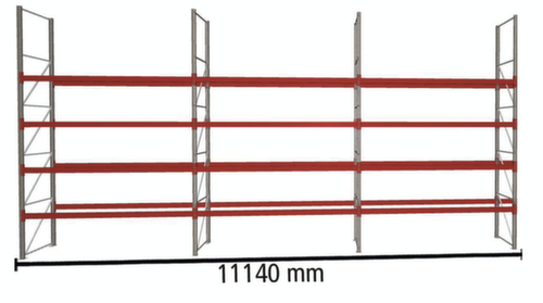 META Rayonnage à palettes MULTIPAL pour 60 palettes, largeur 11140 mm, 5 niveaux de stockage