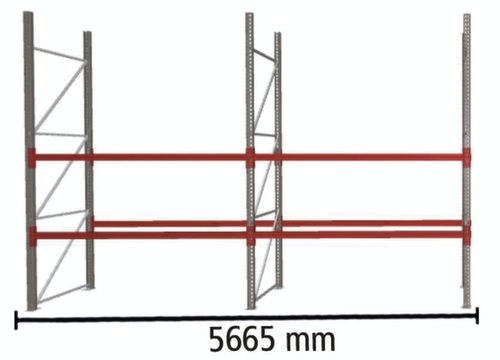META Rayonnage à palettes MULTIPAL pour 18 palettes, largeur 5665 mm, 3 niveaux de stockage