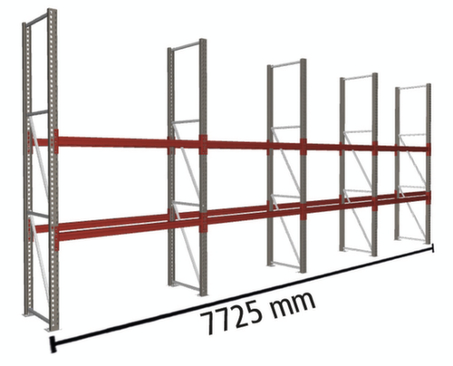 META Rayonnage à palettes MULTIPAL pour 12 palettes, largeur 7725 mm, 3 niveaux de stockage