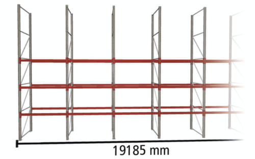 META Rayonnage à palettes MULTIPAL pour 40 palettes, largeur 19185 mm, 4 niveaux de stockage