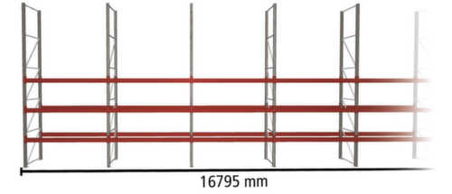 META Rayonnage à palettes MULTIPAL pour 48 palettes, largeur 16795 mm, 4 niveaux de stockage