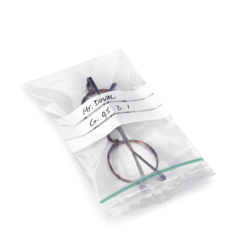 Sachet zip à bandes blanches 60 microns 50 % recyclé Raja - 8 x 12 cm