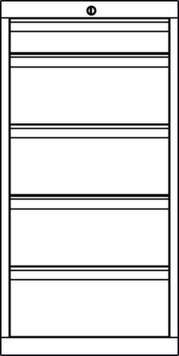 PAVOY Schubladenschrank Basis Plus RAL7035, 5 Schublade(n), RAL7035 Lichtgrau/RAL7035 Lichtgrau Technische Zeichnung 1 L