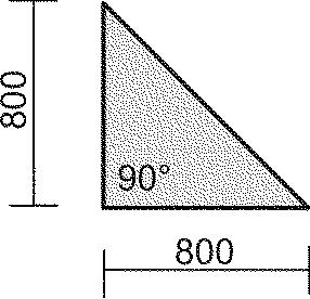 Gera Eckiges Verkettungselement Milano 90°, Breite x Tiefe 800 x 800 mm, Platte Ahorn Technische Zeichnung 1 L