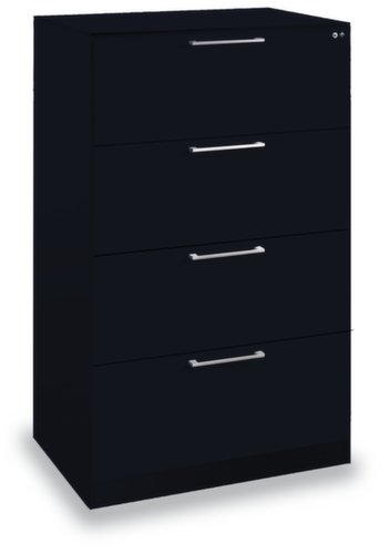 C+P Hängeregistraturschrank mit Bügelgriffen, 4 Auszüge, RAL7021 Schwarzgrau/RAL7021 Schwarzgrau