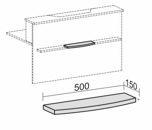 Gebogene Taschenablage für Theke Technische Zeichnung 1 L