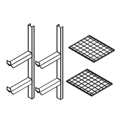 Gitterrostregal für Gefahrstoff-Container, Breite x Tiefe 600 x 500 mm Technische Zeichnung 1 L