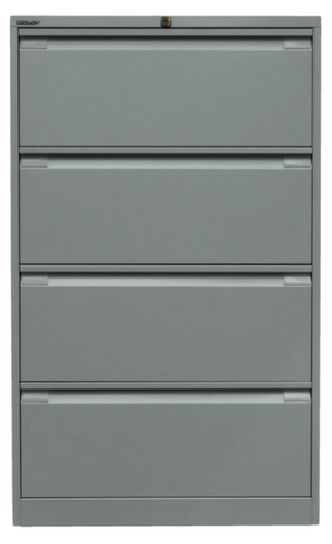 Bisley Hängeregistraturschrank, 4 Auszüge, silber/silber