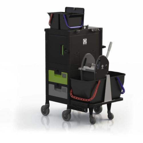 Harema Nasswischwagen Black is Green Brix Office mit Mopp-Presse und Müllsackhalter, 2x15 l Eimer in schwarz Standard 1 L