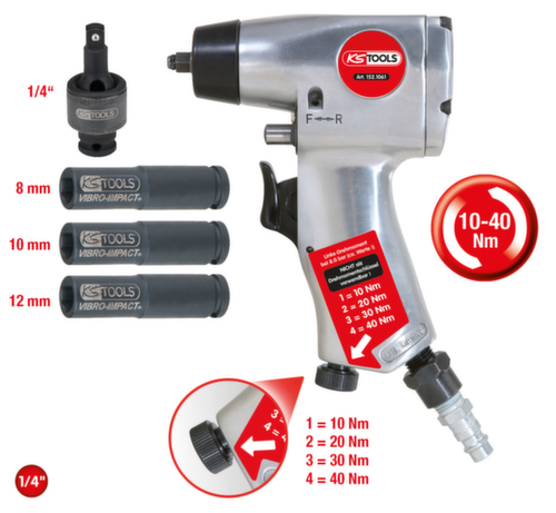 KS Tools 1/4" Glühkerzen-Druckluft-Vibrationsschrauber-Satz Standard 2 L