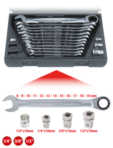 KS Tools GEARplus Ratschenringmaulschlüssel-Satz Standard 2 L