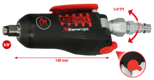 KS Tools 3/8" MONSTER Xtremelight Mini-Druckluft-Schlagschrauber mit Umschaltwippe Standard 2 L