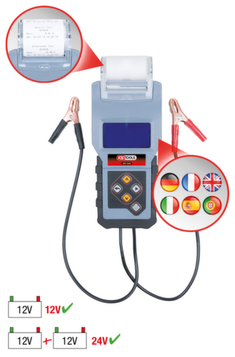 KS Tools 12V Digital-Batterie- und Ladesystemtester mit integriertem Drucker Standard 2 L