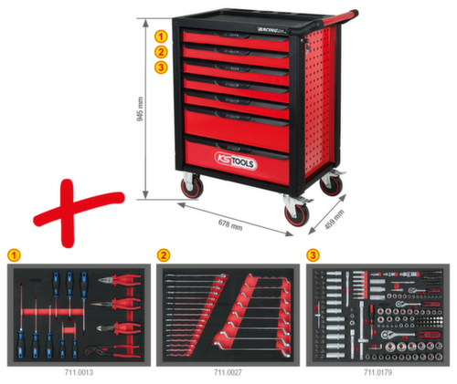 KS Tools Werkzeugwagen RACINGline, 7 Schublade(n) Standard 2 L