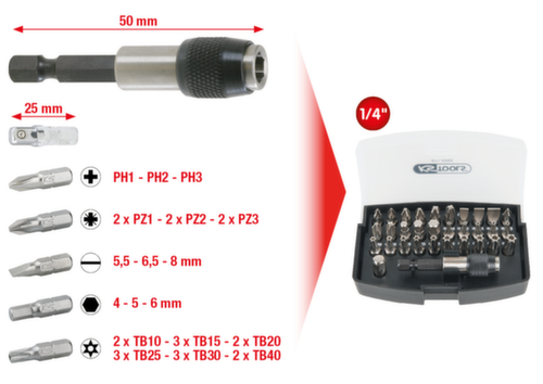 KS Tools 1/4" Bit-Satz Standard 2 L