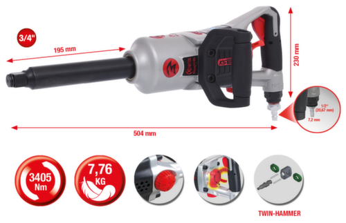 KS Tools 3/4" superMONSTER Hochleistungs-Druckluft-Schlagschrauber Standard 3 L