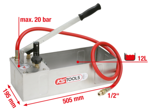 KS Tools Edelstahl Druck-Prüfpumpe Standard 3 L