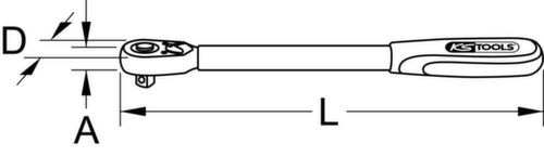 KS Tools 1/2" Monster Teleskop-Umschaltknarre Technische Zeichnung 1 L