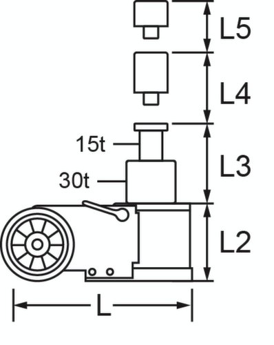 KS Tools Lufthydraulischer Wagenheber 30 t / 15 t Standard 6 L