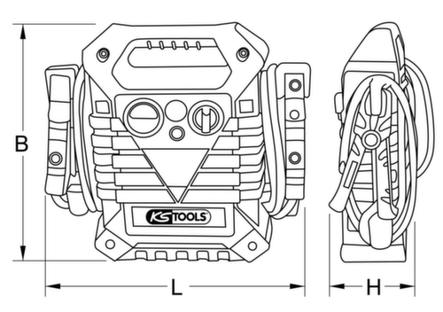 KS Tools 12 V Kondensator-Booster - mobiles Starthilfegerät 720 A Technische Zeichnung 1 L