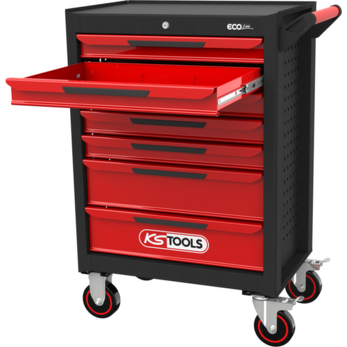KS Tools ECOline SCHWARZ/ROT Werkstattwagen mit 7 Schubladen Standard 2 L