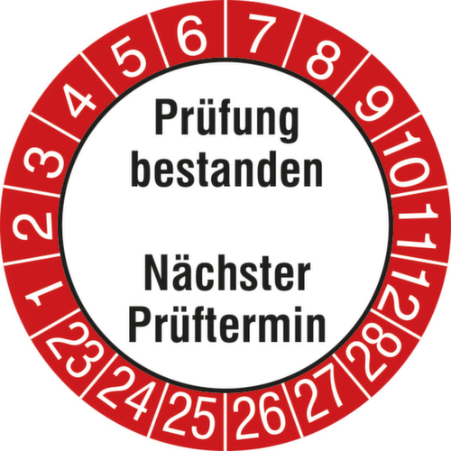 Runde Prüfplakette ohne Jahresfarbe Standard 6 L