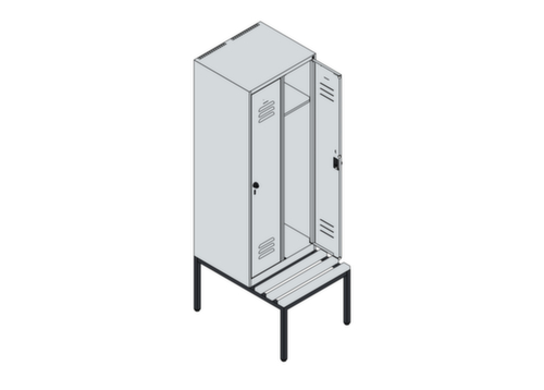 C+P Spind Classic Plus mit Sitzbank, Abteilbreite 300 mm Technische Zeichnung 1 L